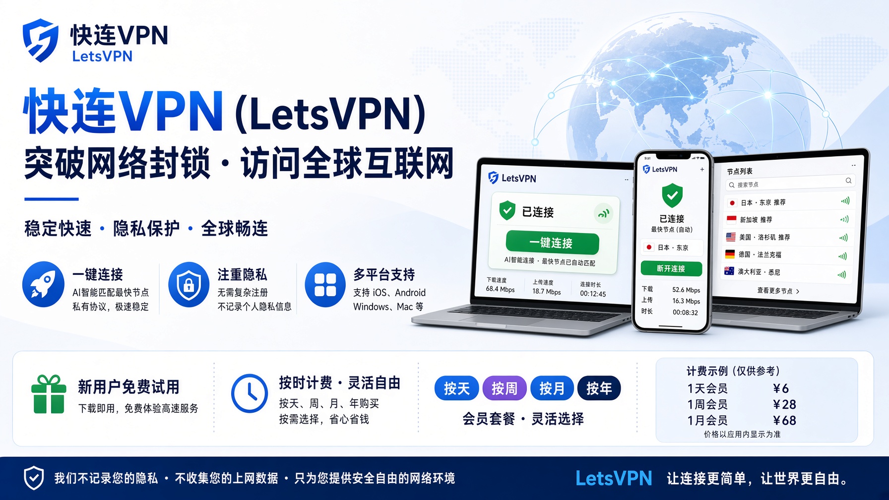 快连VPN电脑端怎么使用？Windows和Mac连接设置、线路选择与常见问题解决教程